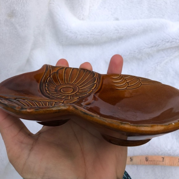 Vintage Retro Cracker Barrel Brown Owl Ceramic Double Side Dish - Picture 12 of 12